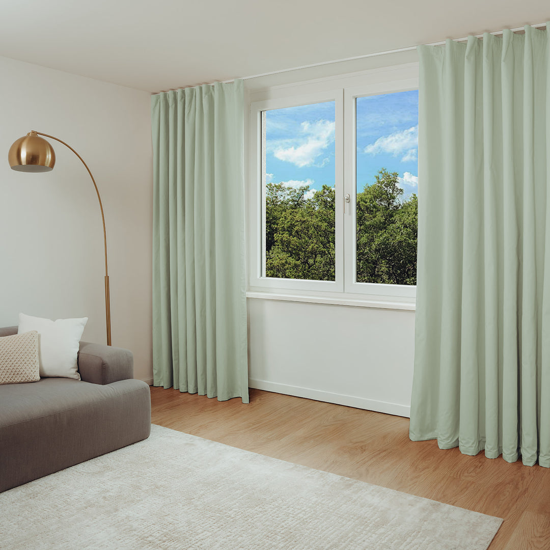 Schallschutzvorhang psssst 1.300g/m² mintgrün mit Faltenband – schalldämmend