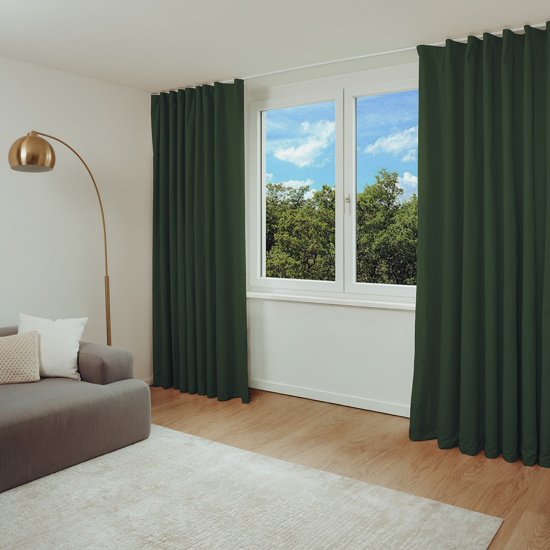 Schallschutzvorhang psssst 1.300g/m² moosgrün mit Faltenband – schalldämmend