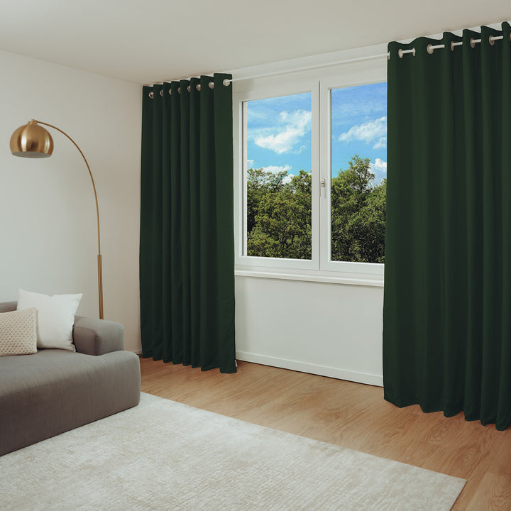Schallschutzvorhang psssst 1.300g/m² moosgrün mit Ösen silber – schalldämmend